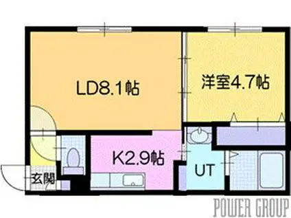 GUSTARE ENIWA(1LDK/2階)の間取り写真