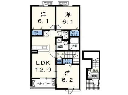 サングレース(3LDK/2階)の間取り写真
