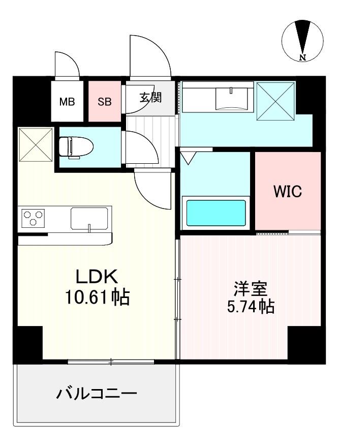 CREST西新(1LDK/11階)の間取り写真