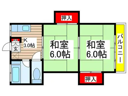 ハイツ大和田(2K/2階)の間取り写真