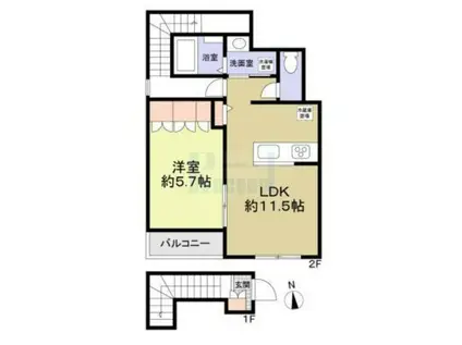 MAISON DE LUMIERE(1LDK/2階)の間取り写真