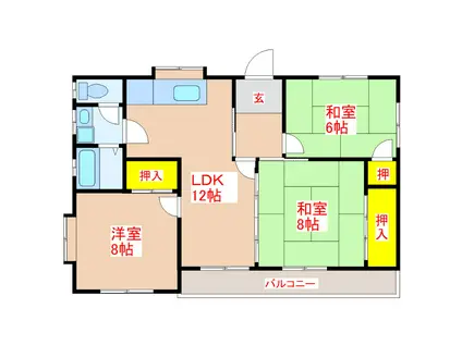 西陵1丁目(3LDK/2階)の間取り写真