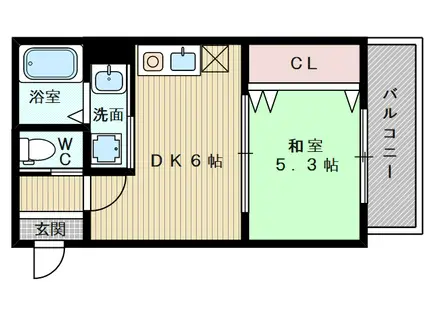 震雲マンション(1DK/3階)の間取り写真