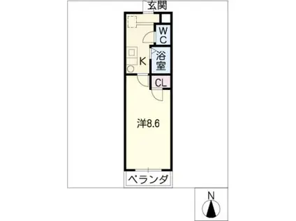 クリスタルコート川名(1K/3階)の間取り写真