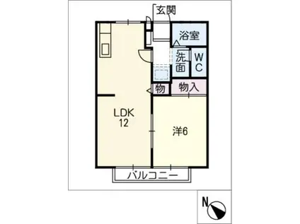 エスポワール大平A棟(1LDK/1階)の間取り写真