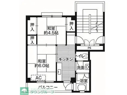 ビレッジハウス毛呂山1号棟(2K/1階)の間取り写真