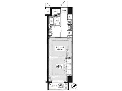 フィース水天宮前(1DK/5階)の間取り写真