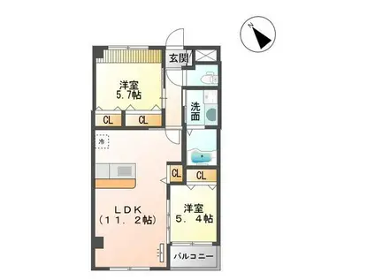 セントレーナ吉野(2LDK/2階)の間取り写真