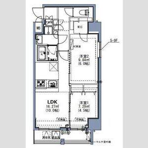 S-RESIDENCE尾久AZURE(2LDK/8階)の間取り写真