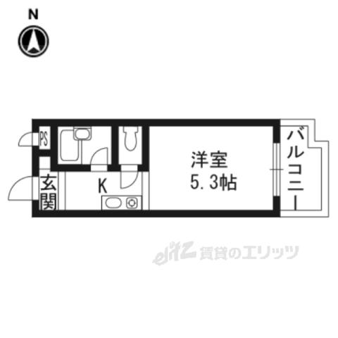 プルミエール勧修寺(1K/2階)の間取り写真
