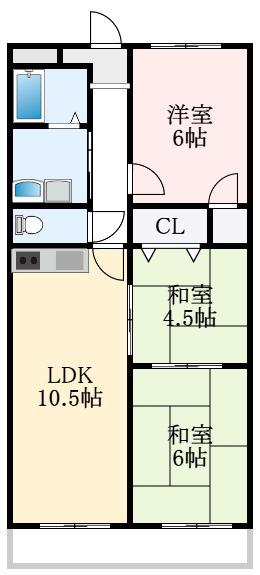 ヒカリハイツ・ドイII(3LDK/3階)の間取り写真