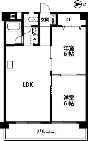 メゾンコメショー(2LDK/2階)の間取り写真