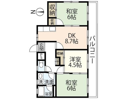 ハイツ古江(3DK/3階)の間取り写真