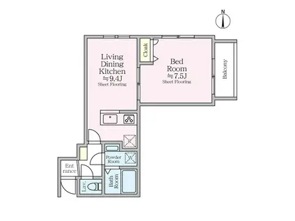 コリーナアルタ(1LDK/1階)の間取り写真