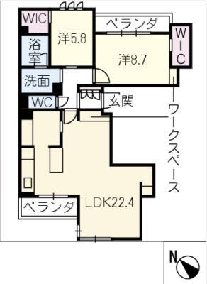 ヒュッゲ桜花(2LDK/2階)の間取り写真
