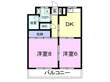 エレガントライフII(2DK/3階)の間取り写真