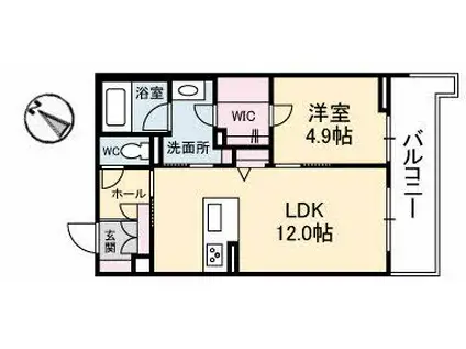 アズール牛田本町(1LDK/1階)の間取り写真