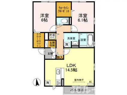 メゾンアルカンシェル(2LDK/3階)の間取り写真