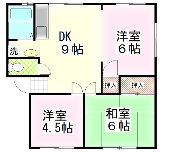 名倉コーポ(3DK/1階)の間取り写真