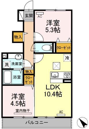 NIJI-CORT(2LDK/1階)の間取り写真