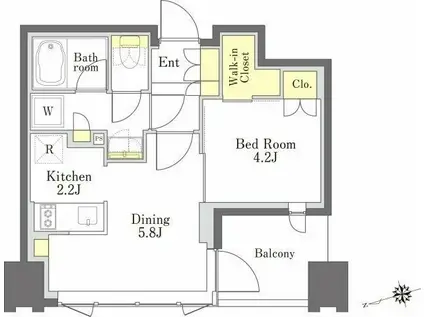 びゅうリエットグラン新宿戸山(1DK/7階)の間取り写真