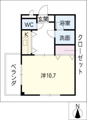 パクトル(1K/2階)の間取り写真
