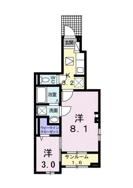 さくらそう(1K/1階)の間取り写真