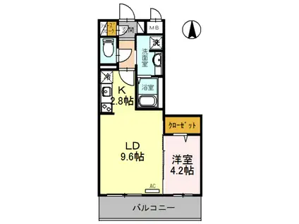 レジデンス喜志(1LDK/5階)の間取り写真
