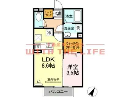 ルーチェ・チアラ(1LDK/1階)の間取り写真