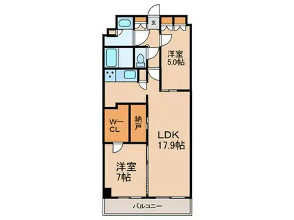 ザケンジントンレンジデンスときわ台(2LDK/5階)の間取り写真