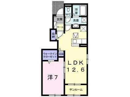 ニュー・アベラント(1LDK/1階)の間取り写真