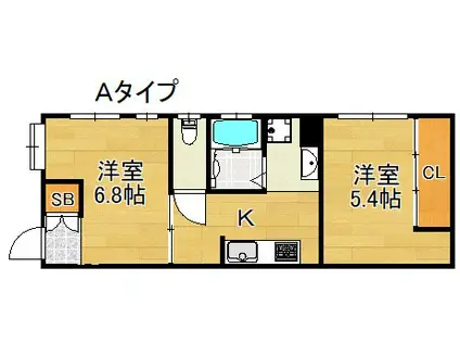 さとしろビル(2K/2階)の間取り写真