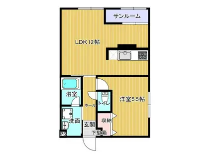 ハイツオウル(1LDK/1階)の間取り写真