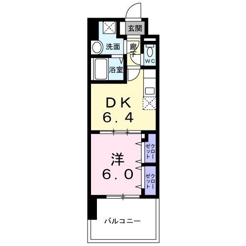 アベリア(1DK/3階)の間取り写真