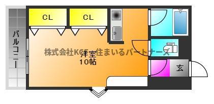 リーベンハォス野中(ワンルーム/3階)の間取り写真
