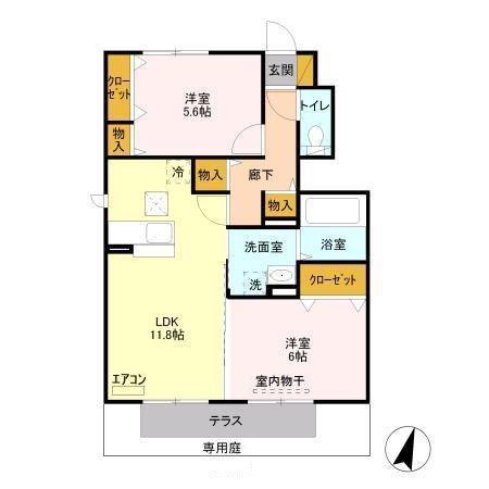 グリーンフォレストH(2LDK/1階)の間取り写真