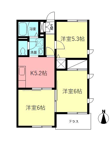 ハイツコスモ弐番館(3K/1階)の間取り写真