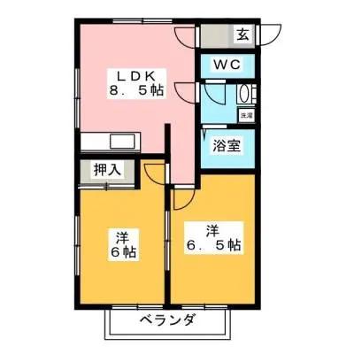 クリオコート西府II(2DK/1階)の間取り写真