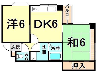 スリージェ甲子園口1(2DK/3階)の間取り写真