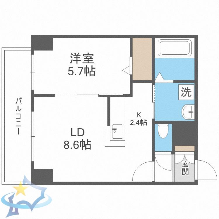 レゾ札幌(1LDK/4階)の間取り写真