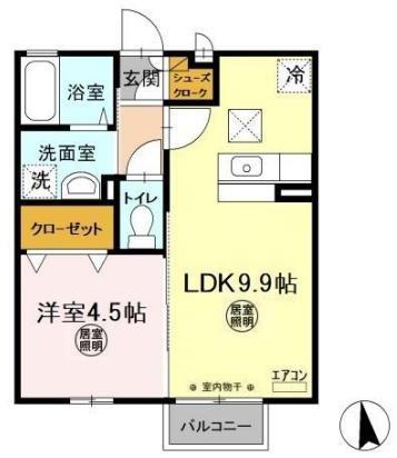 サニーシーズン(1LDK/1階)の間取り写真