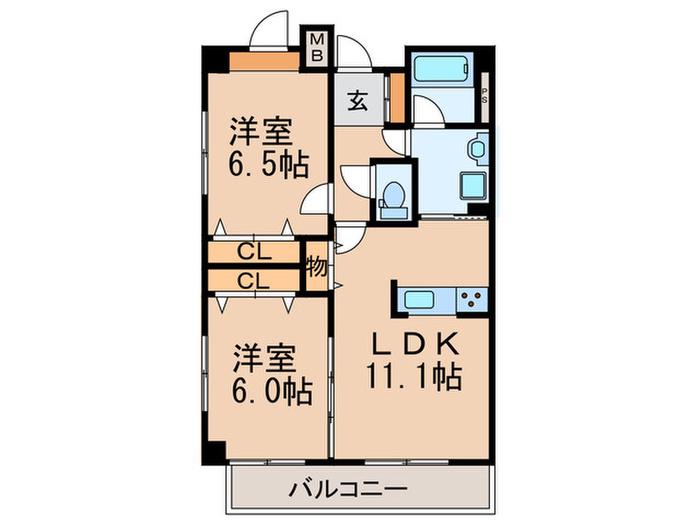 アビティ砧(2LDK/3階)の間取り写真