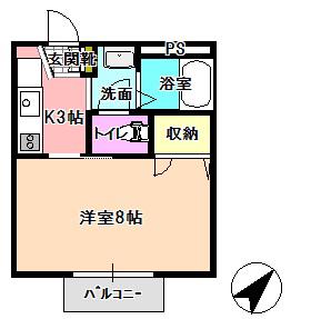 シャーメゾンシロタ B(1K/1階)の間取り写真