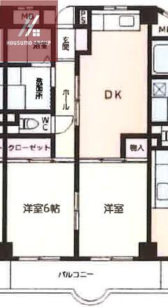 リバーサイド瑞樹(2DK/3階)の間取り写真