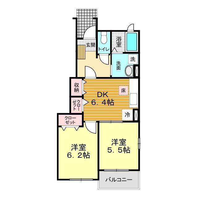 シュトラール I(2DK/1階)の間取り写真