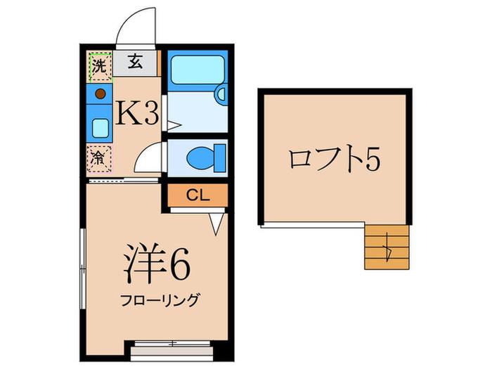 チェレステ二子(1K/2階)の間取り写真