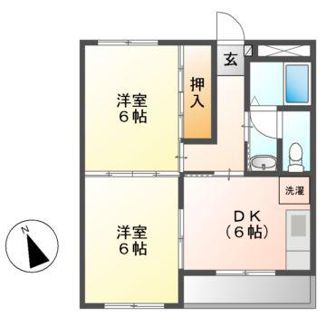 マンションクレイン(2DK/2階)の間取り写真
