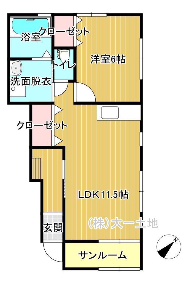 コーポK(1LDK/1階)の間取り写真