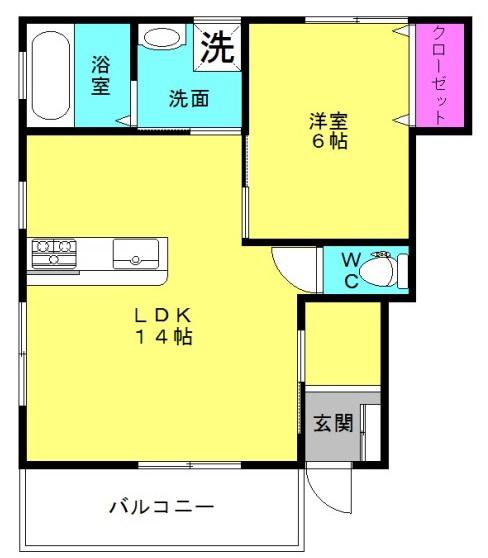 カサベルデ美乃利II(1LDK/1階)の間取り写真