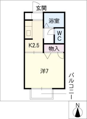 グラーツ福徳(1K/1階)の間取り写真